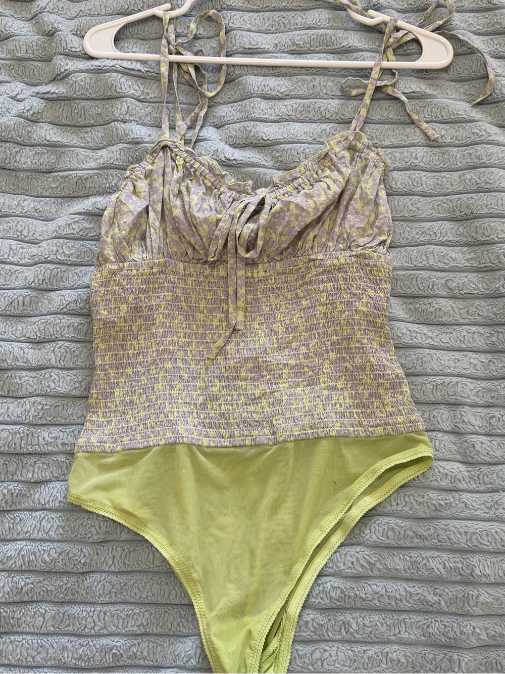 Free people Green & Lavender Bodysuit